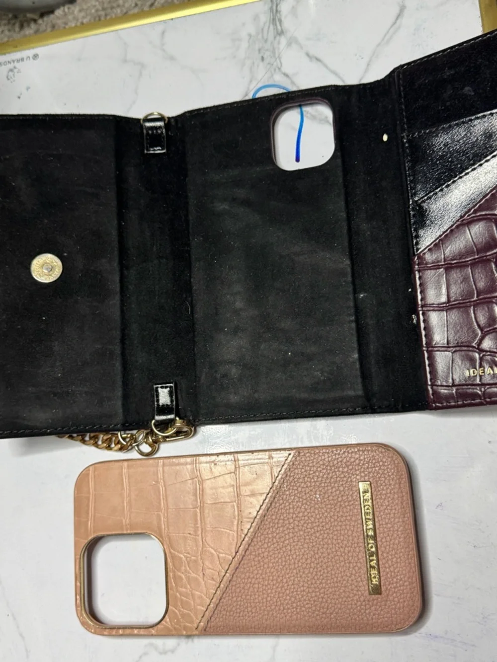 Blush Pink Croc-Texture Phone Case with Card Slot
